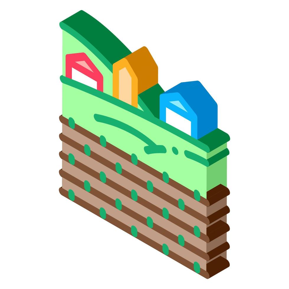 garden in village isometric icon vector illustration