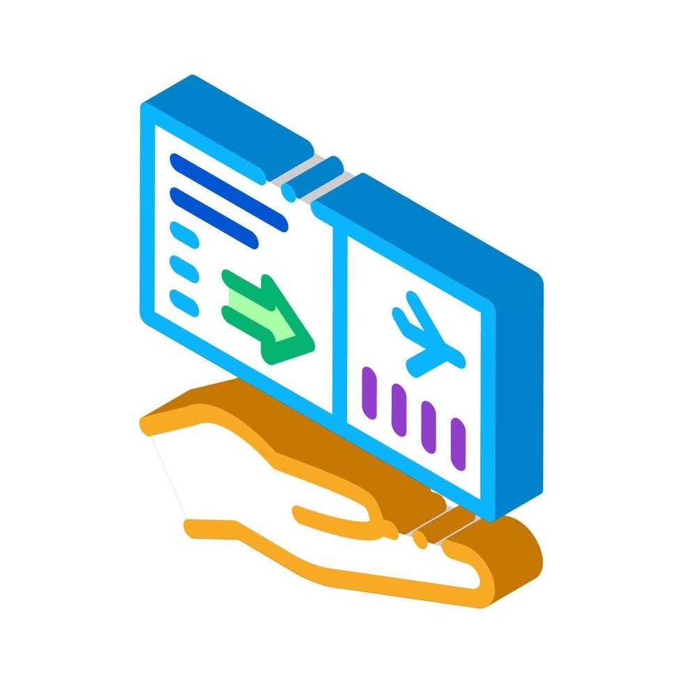 flight ticket isometric icon vector illustration