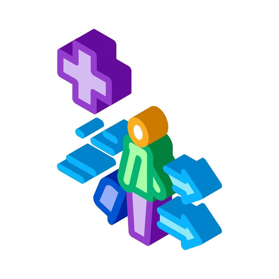 medical assistance to tourist with suitcase isometric icon vector illustration