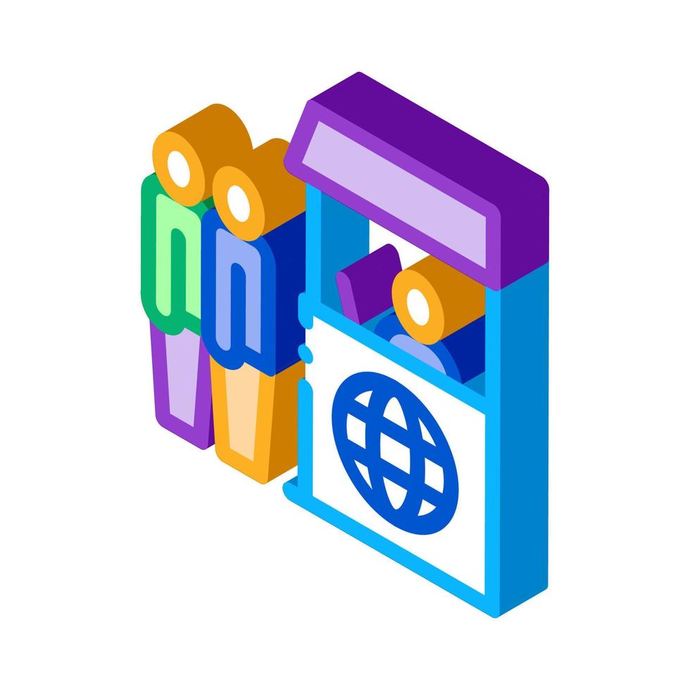 people on check control isometric icon vector illustration