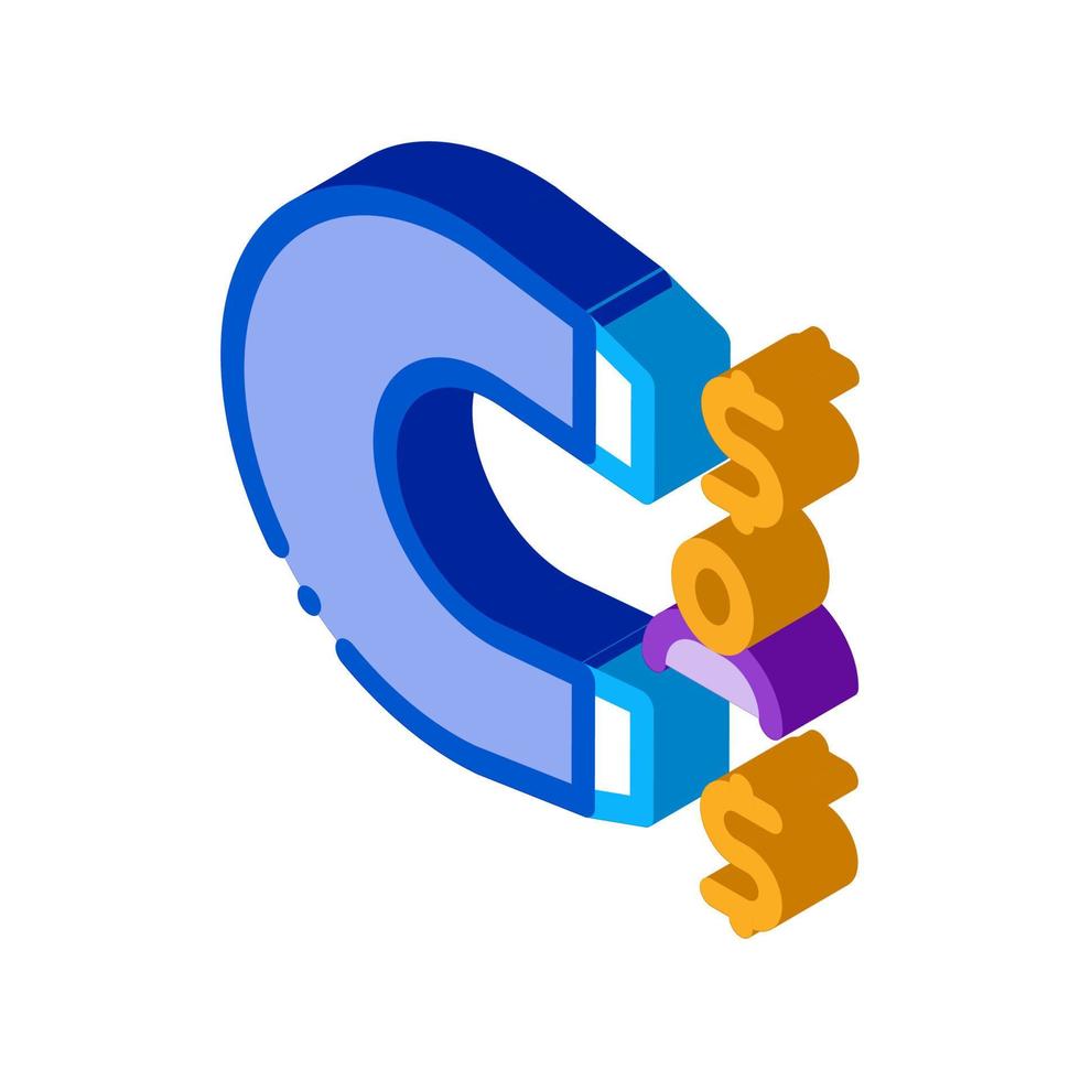 magnet attracts money isometric icon vector illustration