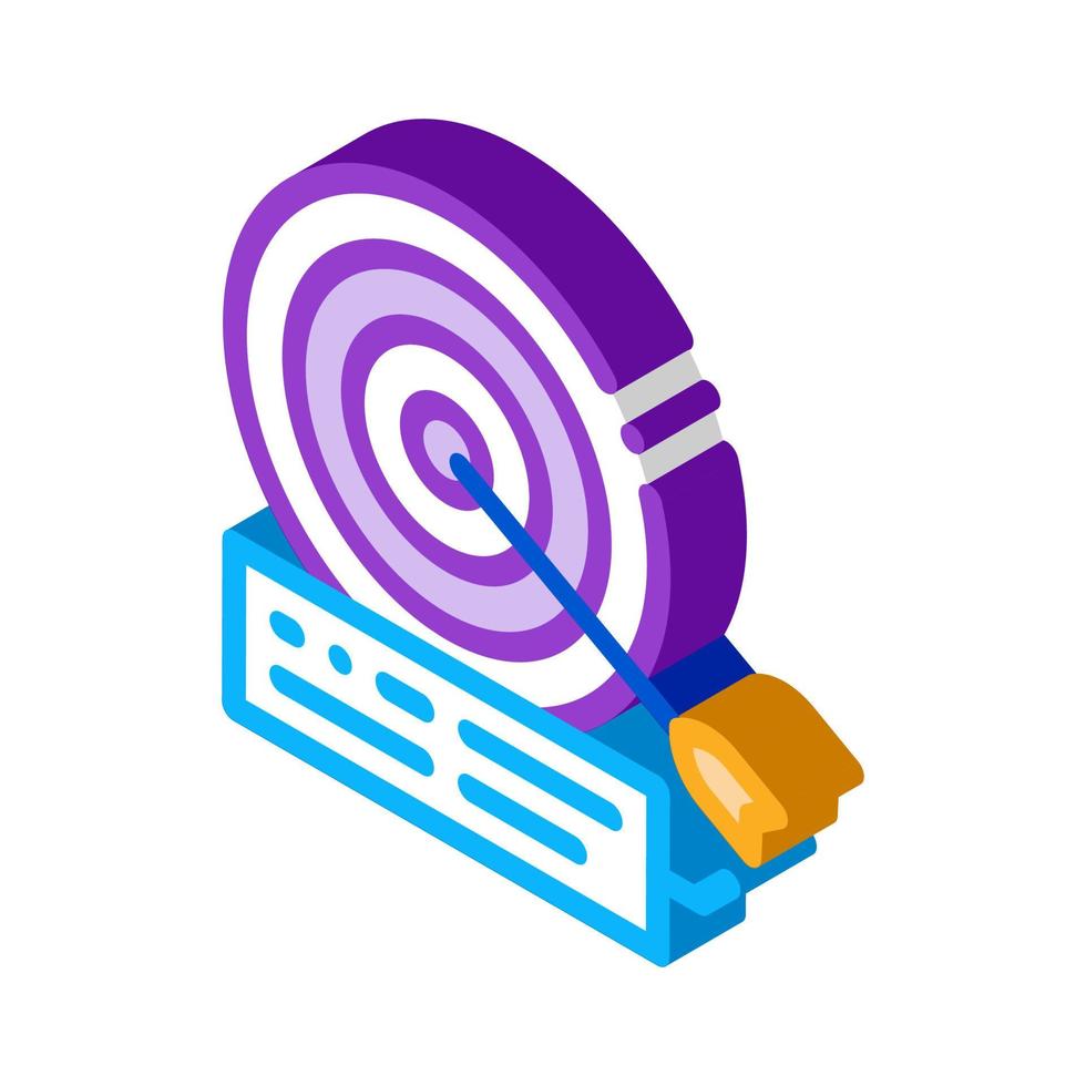 dart hit target isometric icon vector illustration