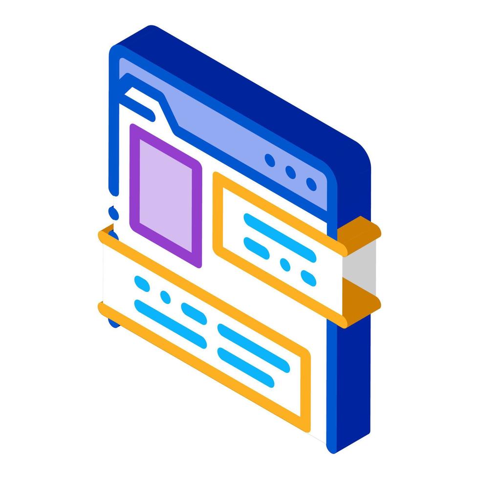 information document folder isometric icon vector illustration