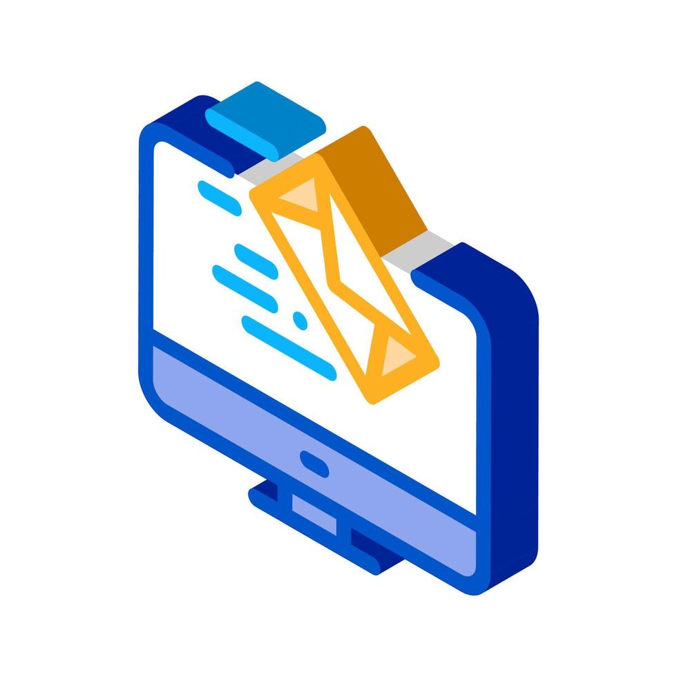 received letter to computer isometric icon vector illustration