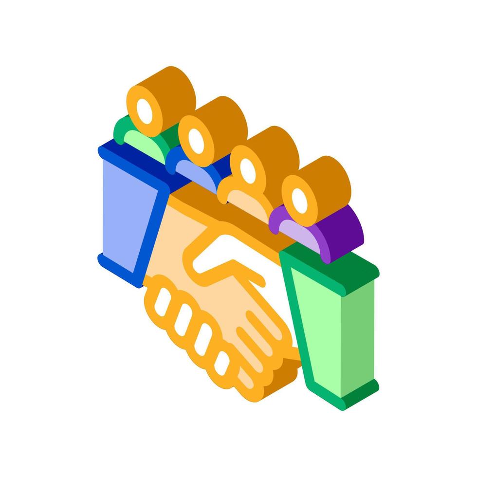 handshake on work contract isometric icon vector illustration