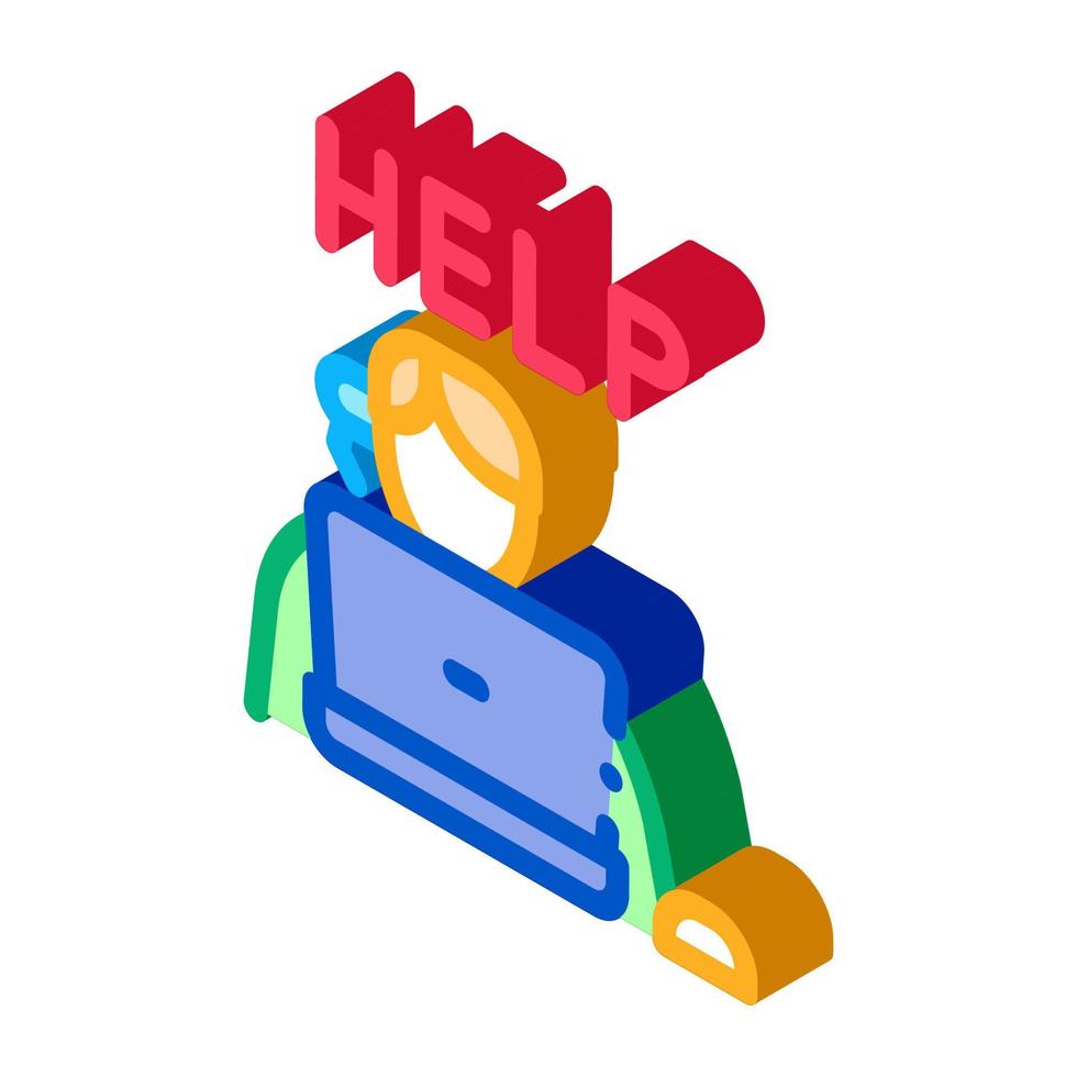 computer help service isometric icon vector illustration