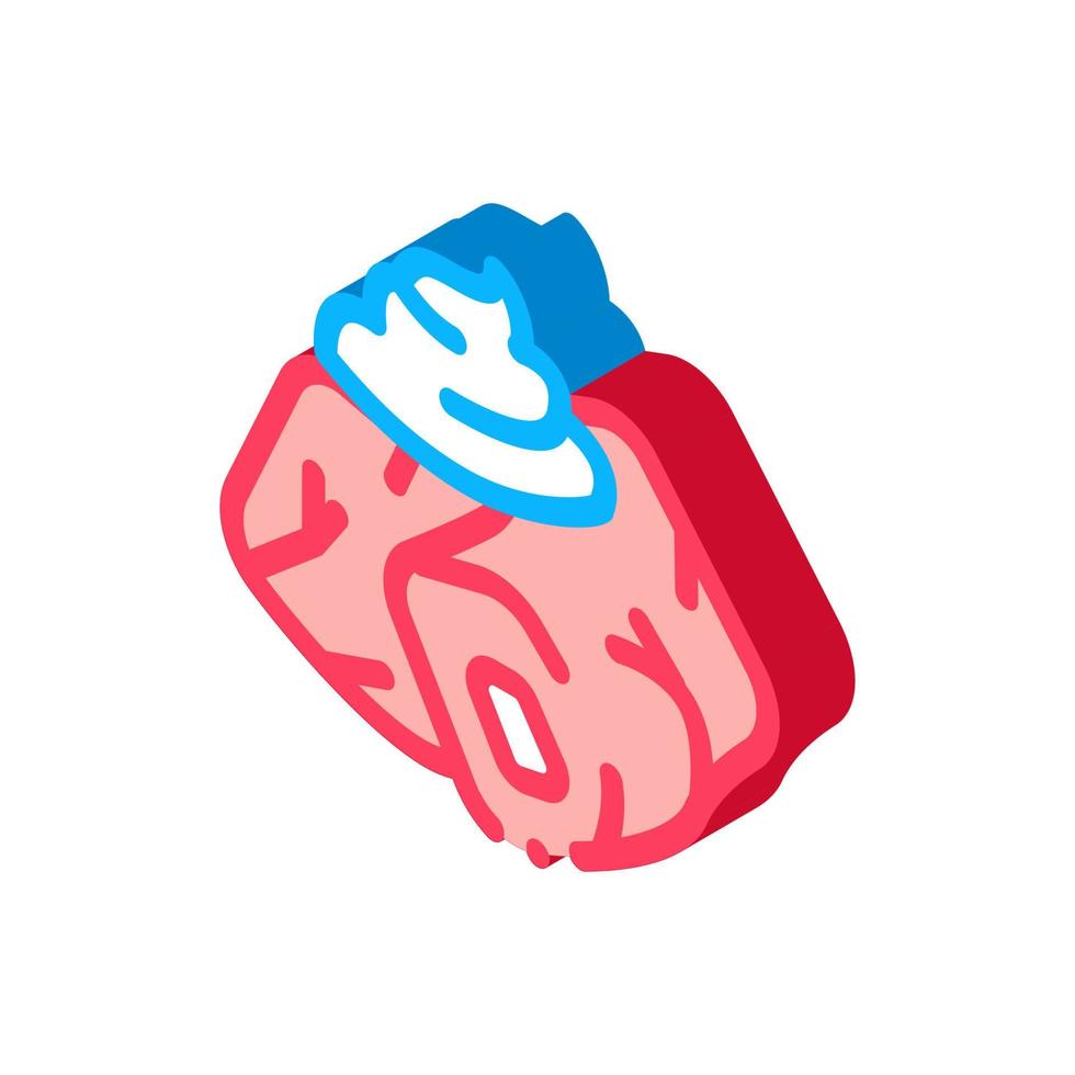 pieces of meat with mayonnaise seasoning isometric icon vector illustration