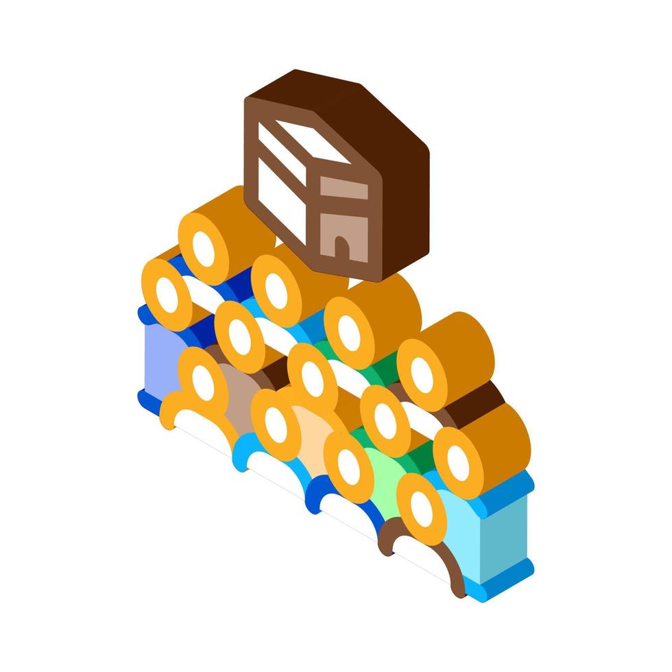 looking people on kaaba isometric icon vector illustration