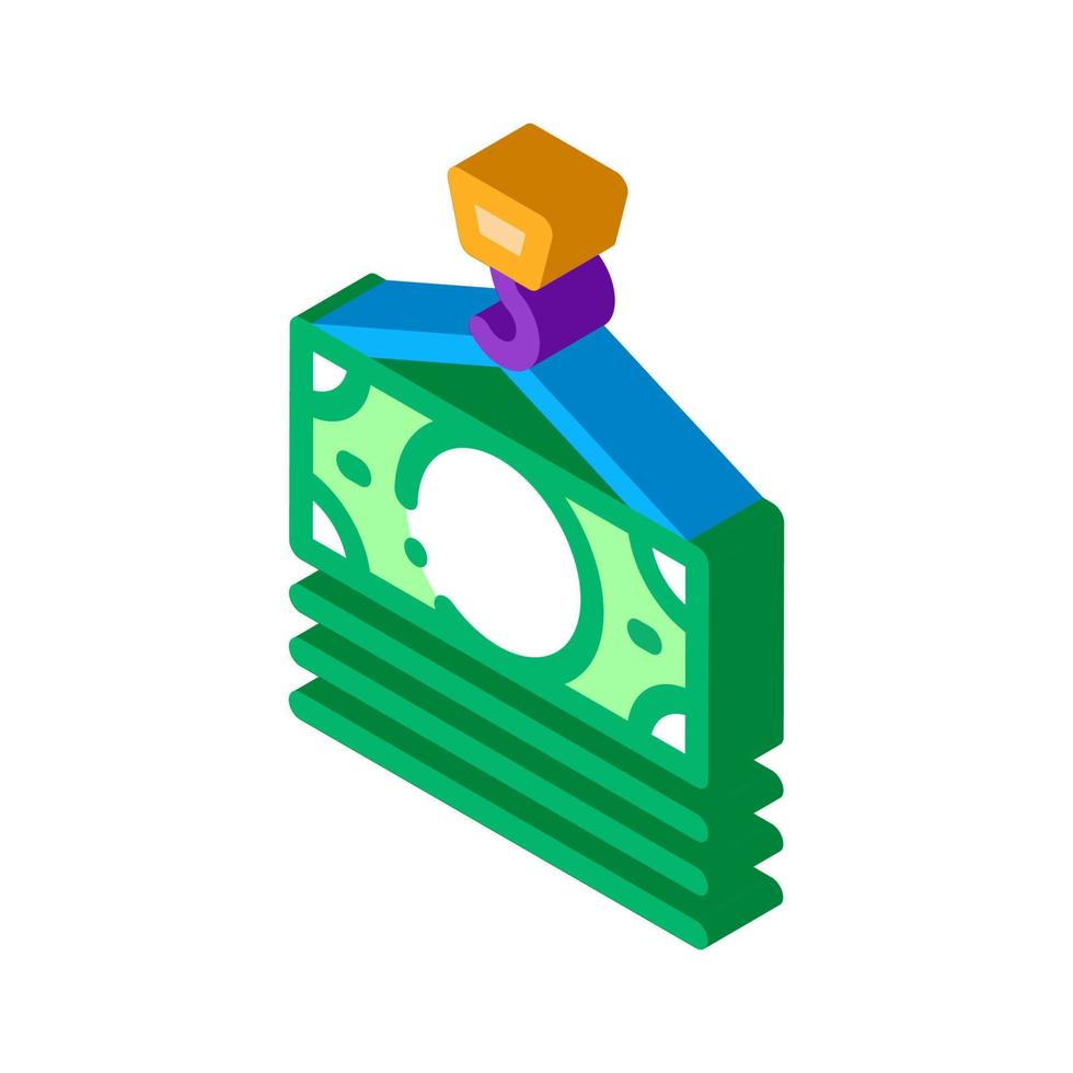 hook cash bill isometric icon vector illustration