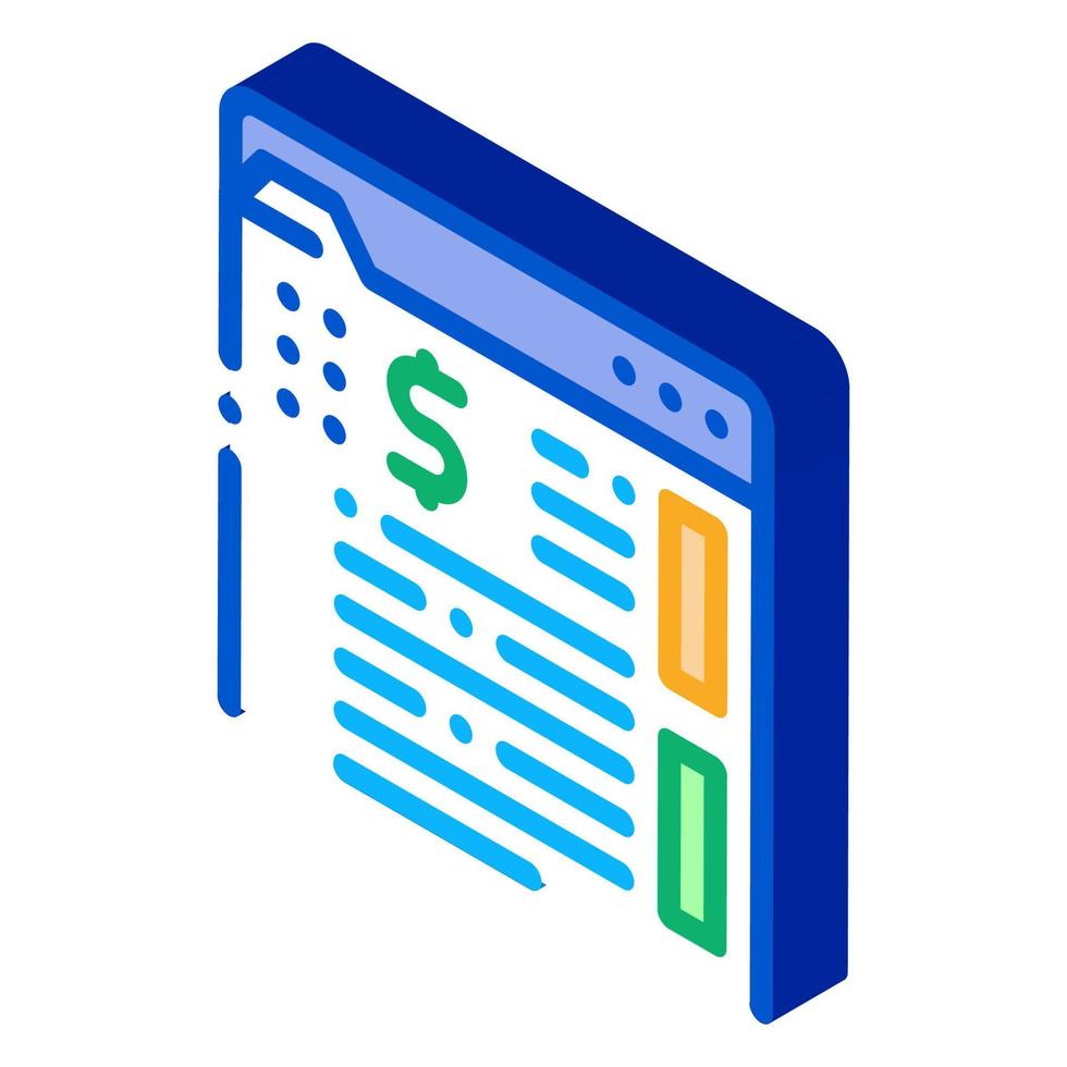 money folder documents isometric icon vector illustration