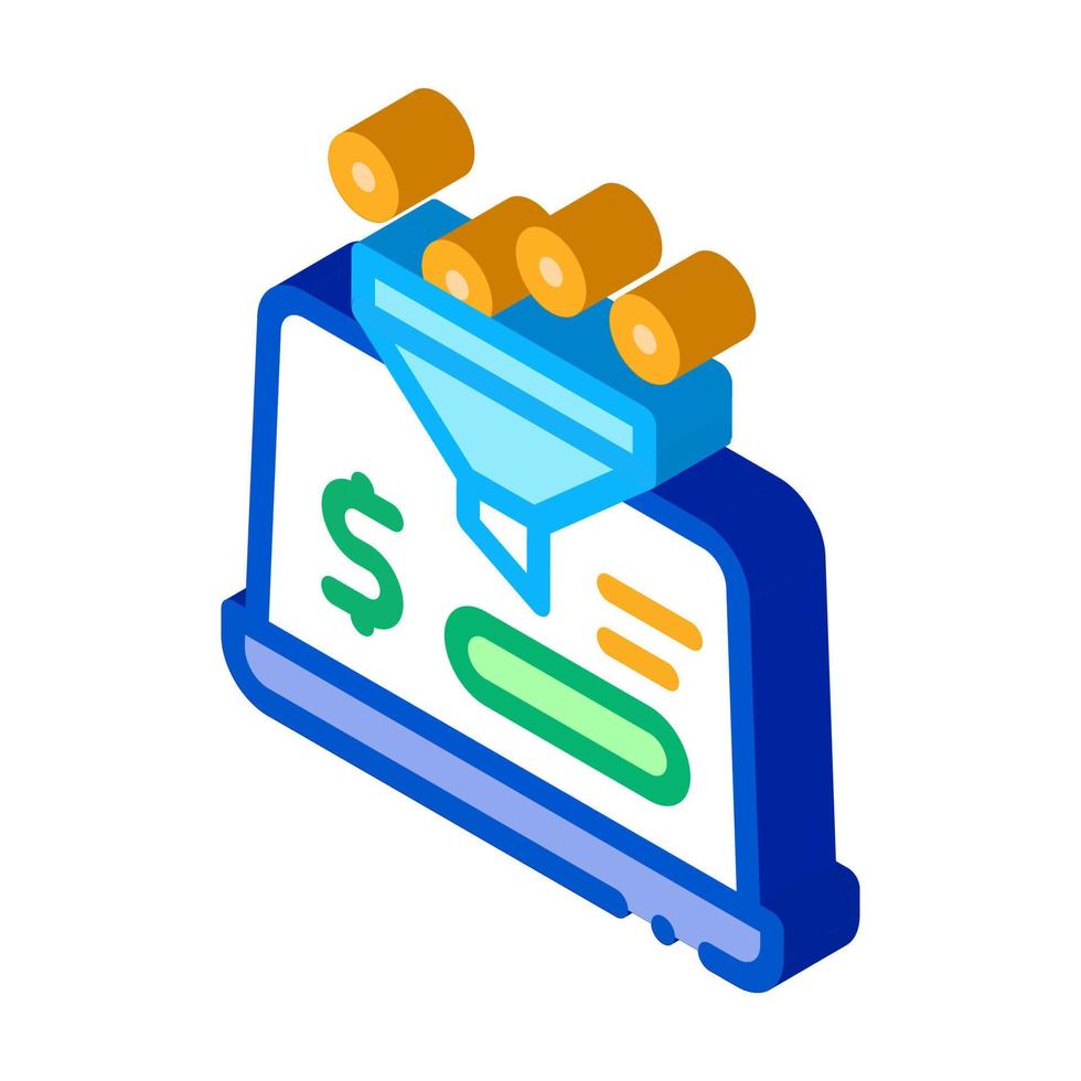 computer account replenishment isometric icon vector illustration