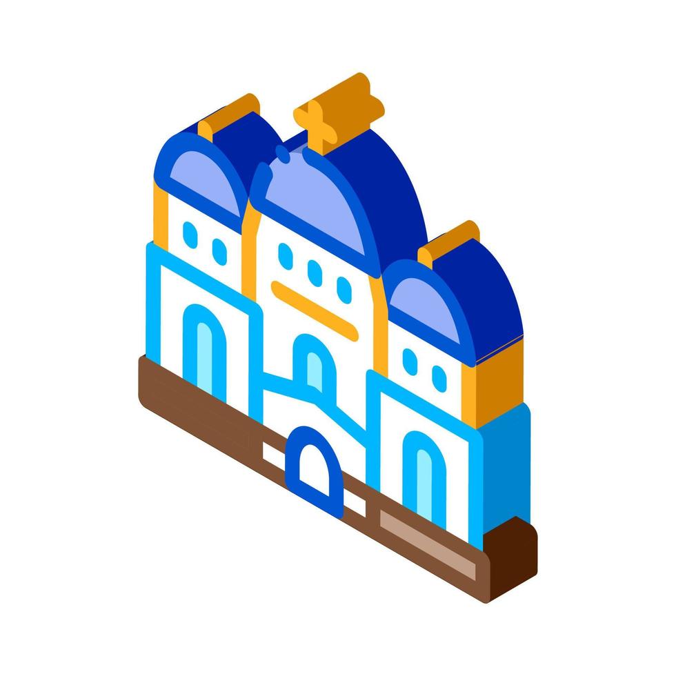 christian temple with domes isometric icon vector illustration