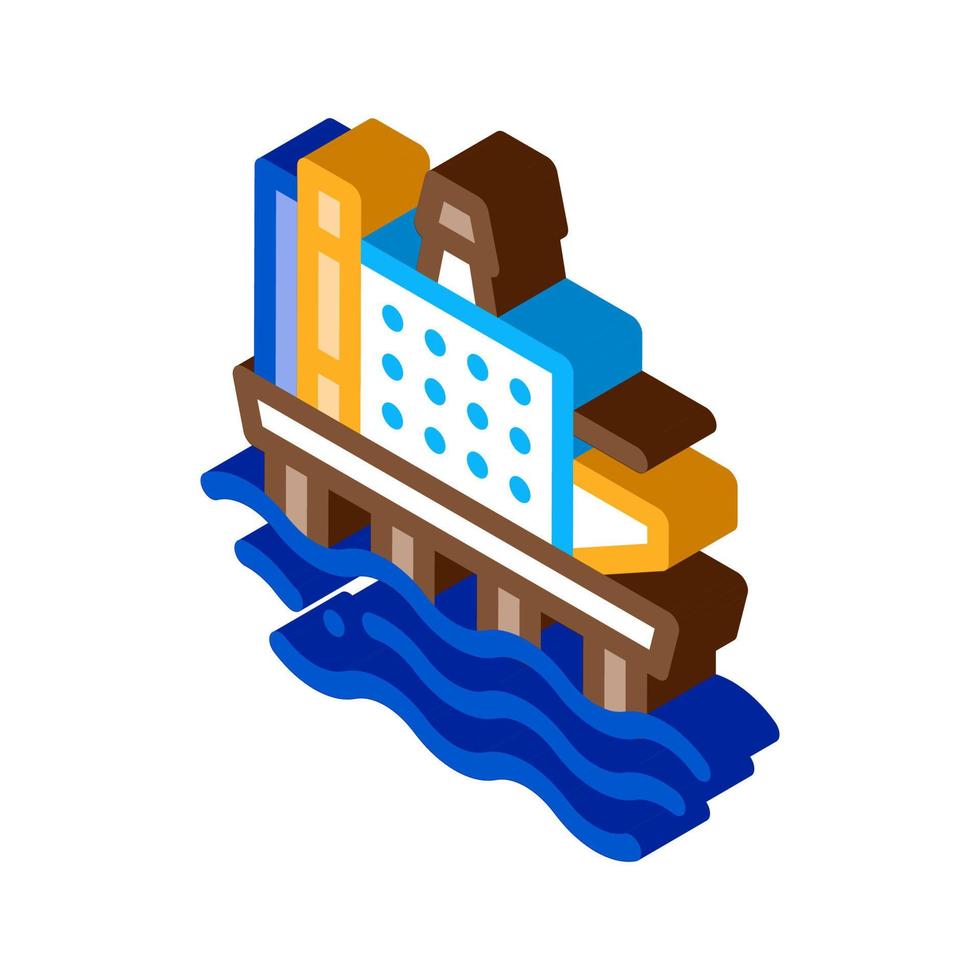 offshore gas station isometric icon vector illustration