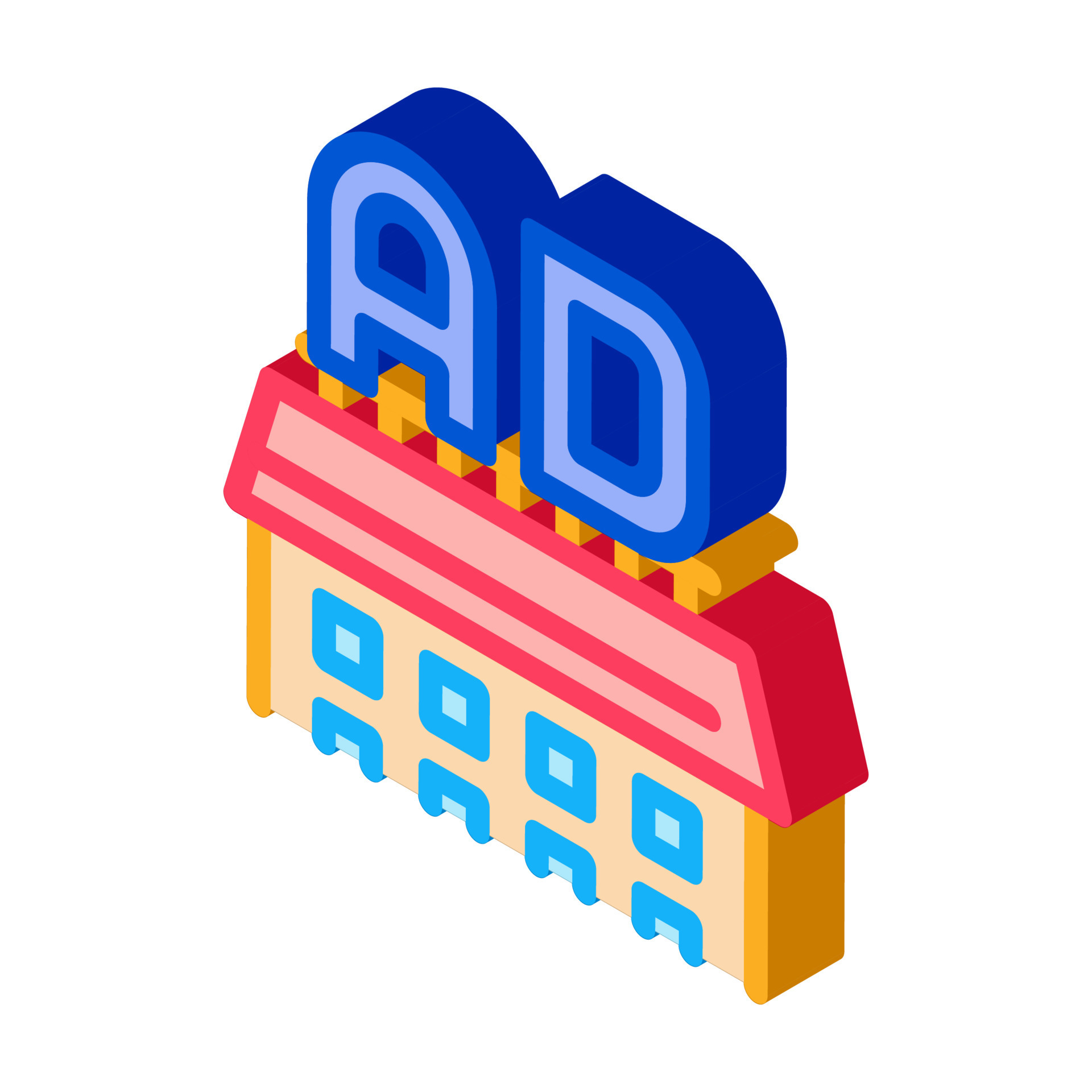 ads sign on roof of store isometric icon vector illustration 19475523