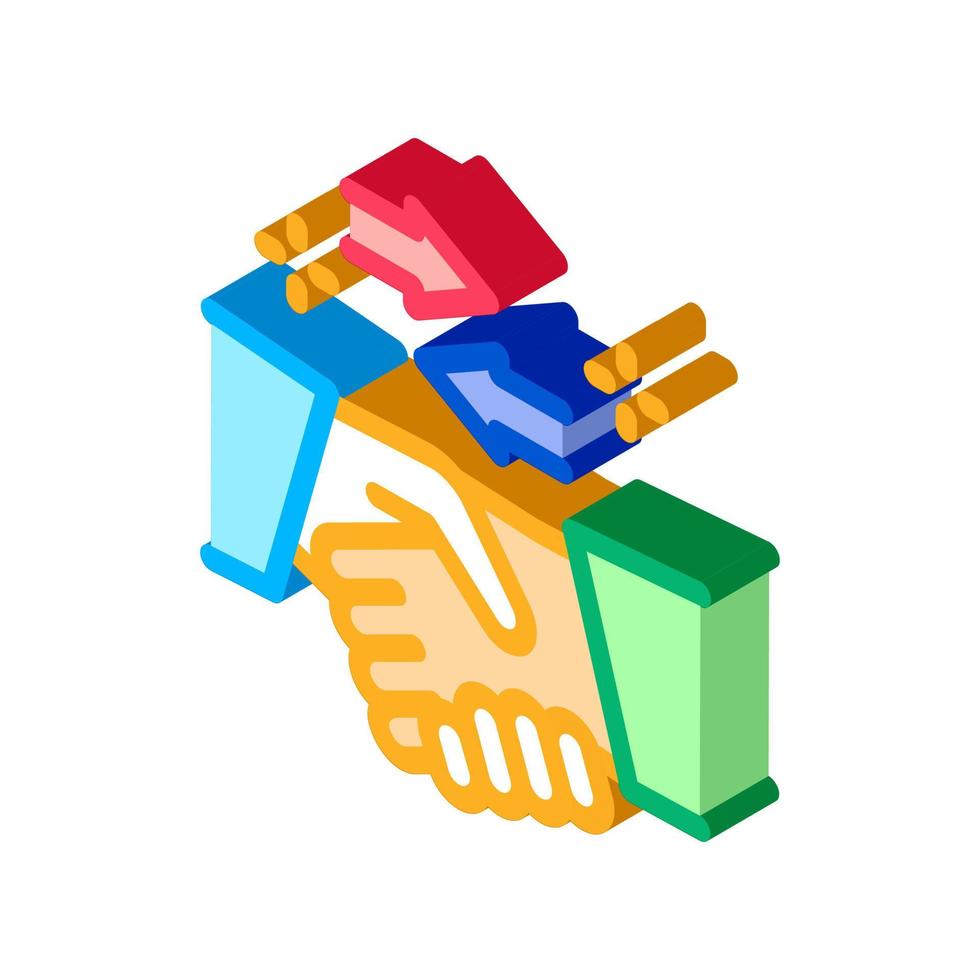 handshake exchange agreement isometric icon vector illustration