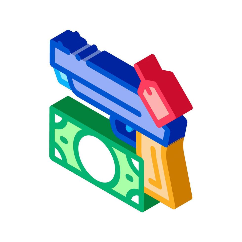 give gun to pawnshop for money isometric icon vector illustration