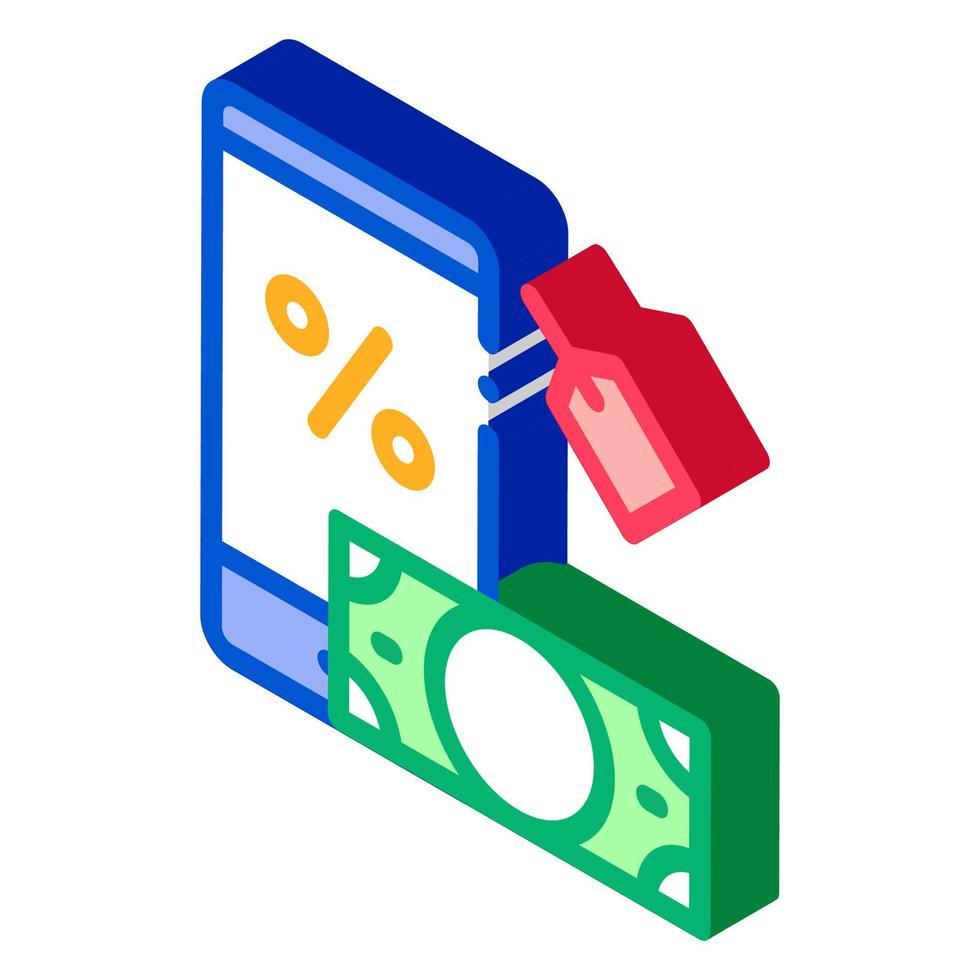 money phone pledge isometric icon vector illustration