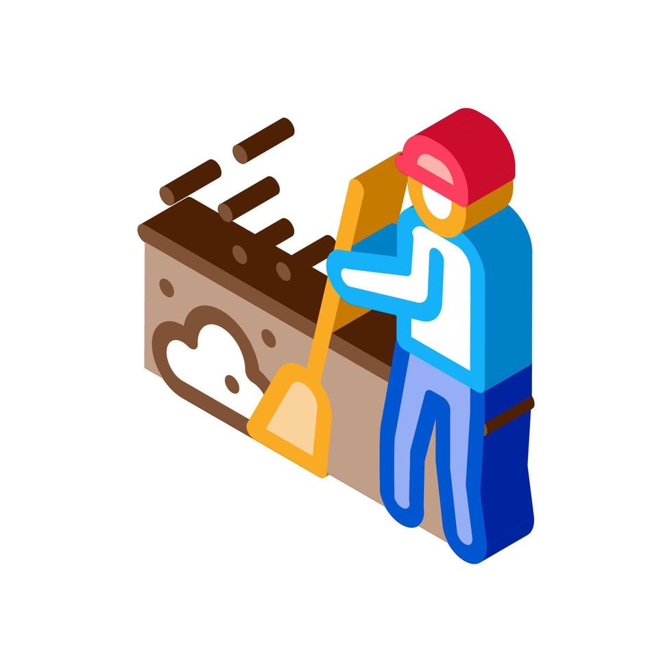 janitor sweep isometric icon vector illustration