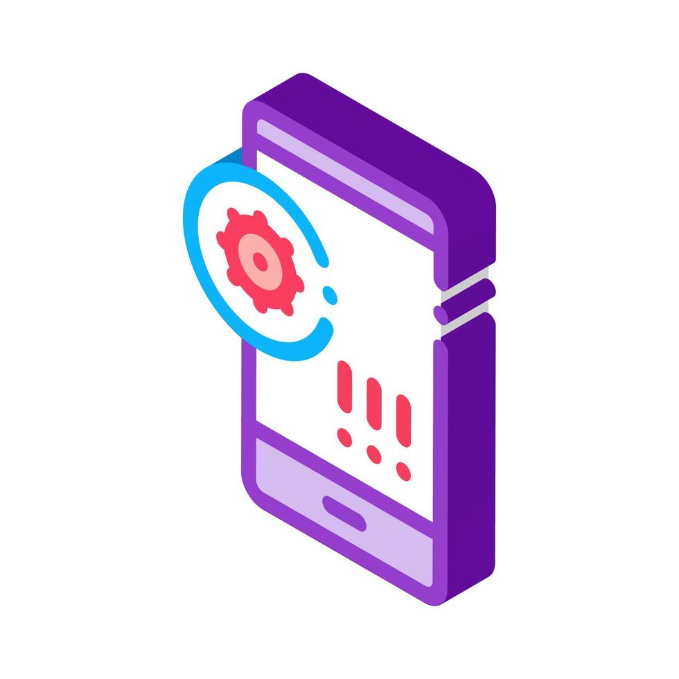 bacteria detection on mobile phone isometric icon vector illustration