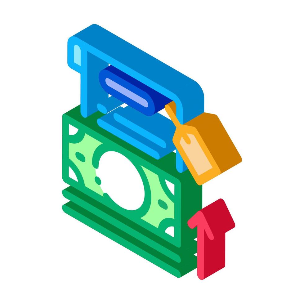 transfer money to paper isometric icon vector illustration