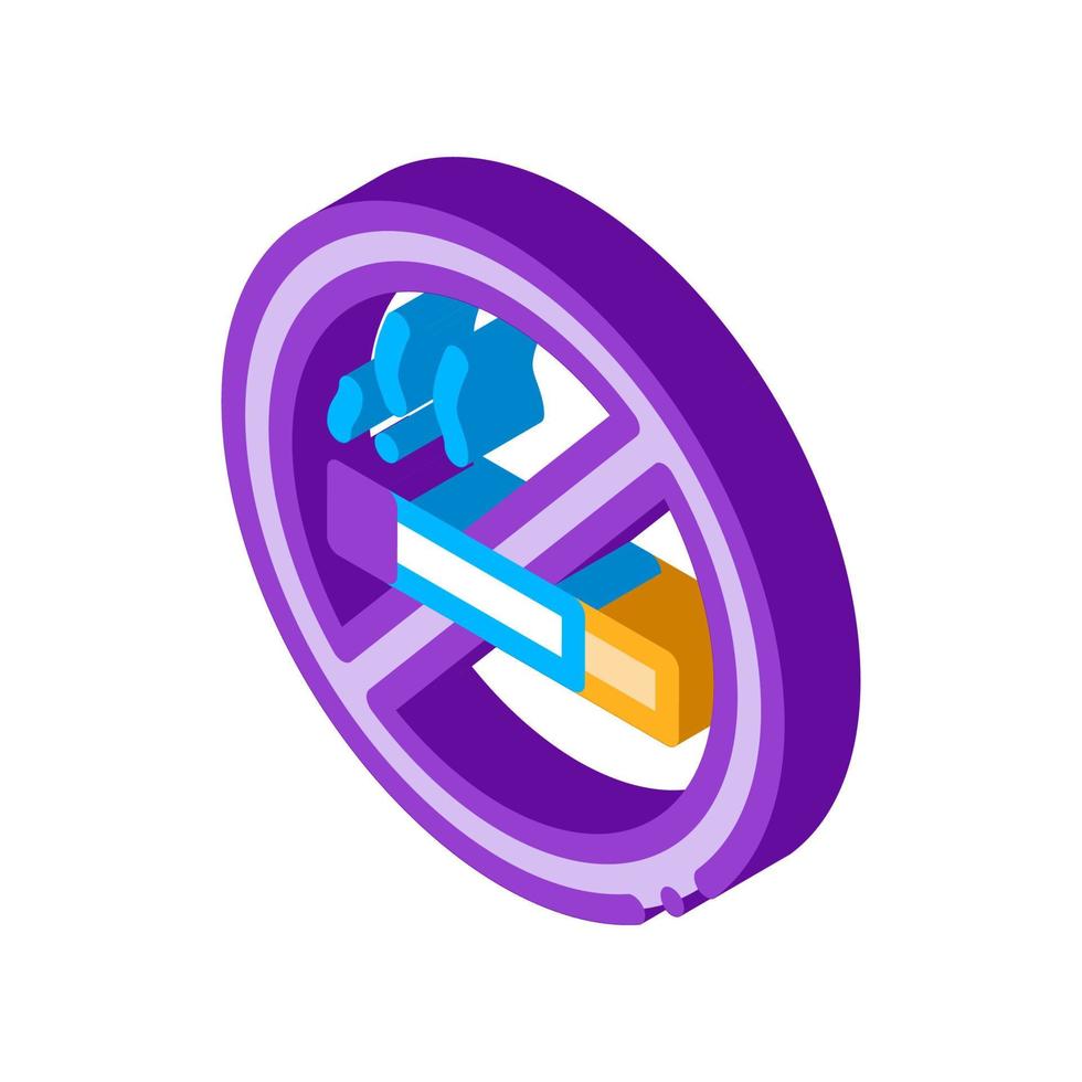 No Smoking Forbidden Sign isometric icon vector illustration