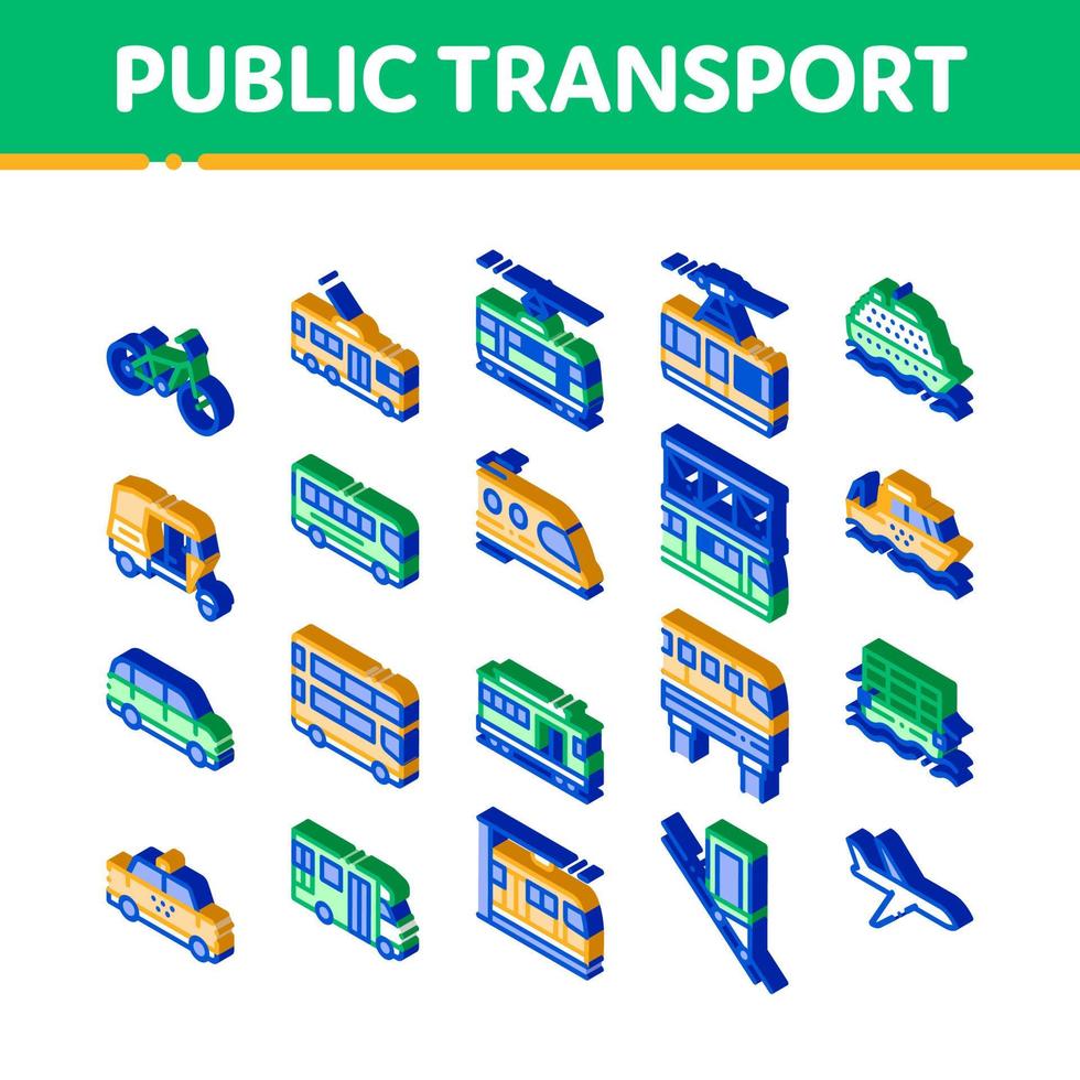 Public Transport Vector Isometric Set