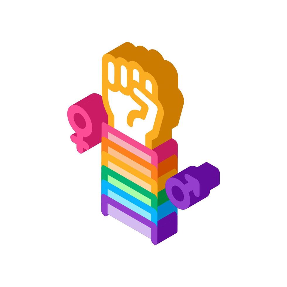 ilustración de vector de icono isométrico de gesto de mano humana lgbt