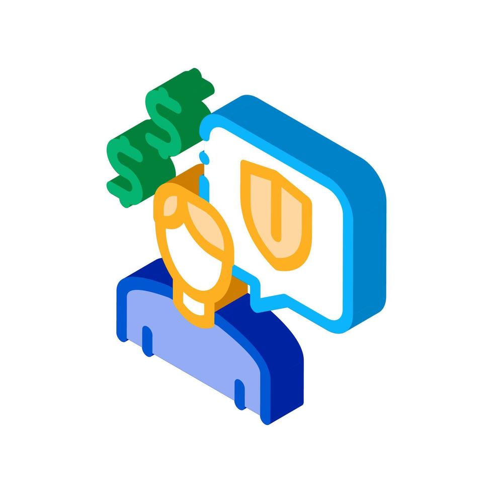 manager talk pay insurance isometric icon vector illustration