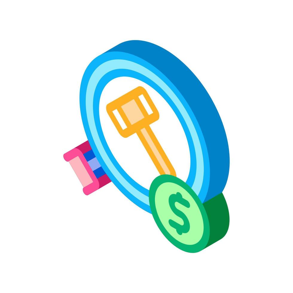 justice hammer research isometric icon vector illustration