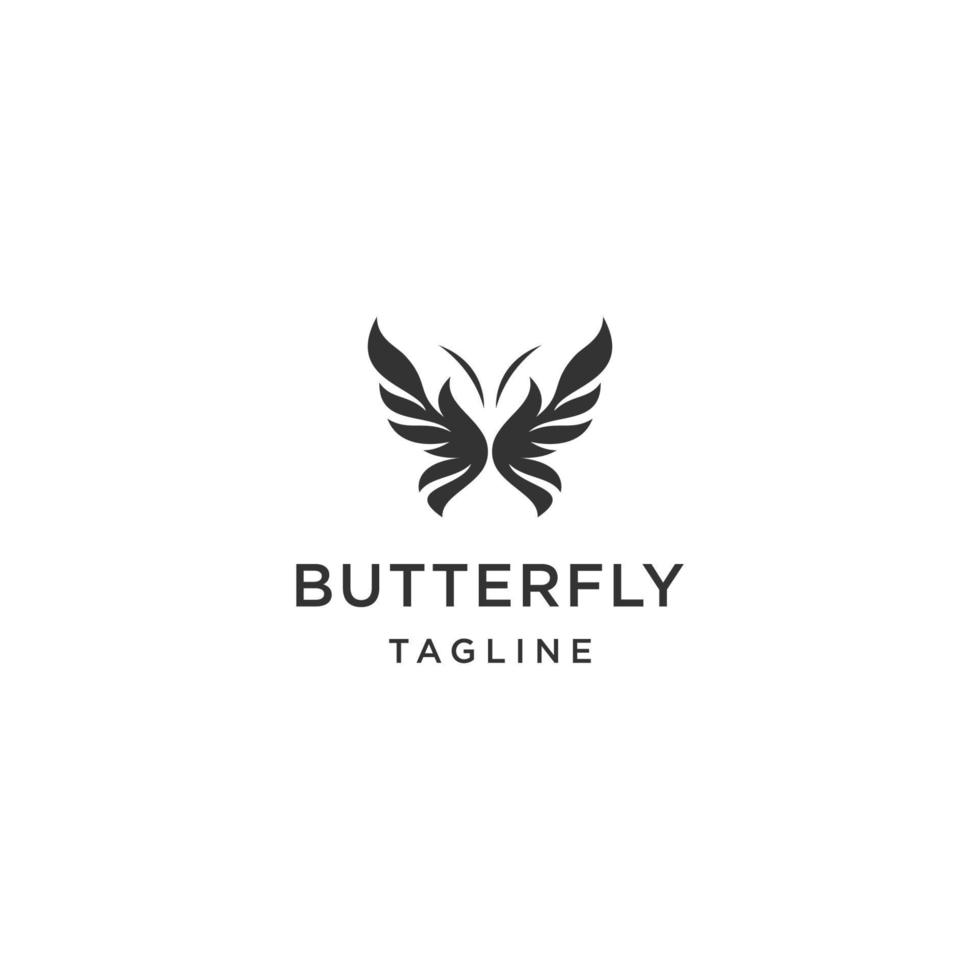 logotipo de mariposa con ilustración de vector plano de plantilla de diseño de estilo de arte de línea