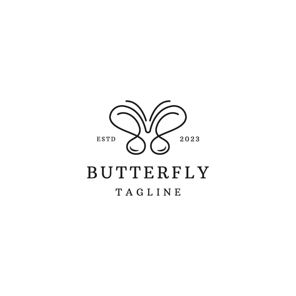 logotipo de mariposa con ilustración de vector plano de plantilla de diseño de estilo de arte de línea