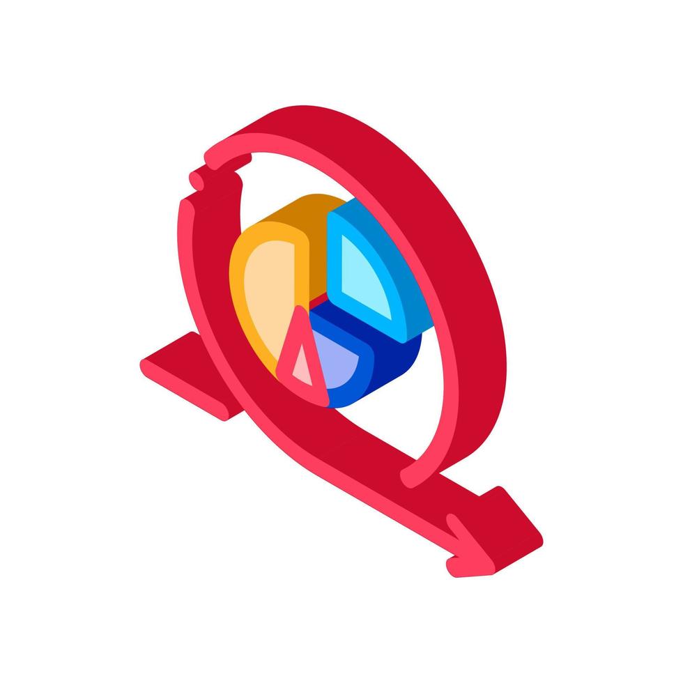 Round Graph In Center Agile Arrow Mark isometric icon vector