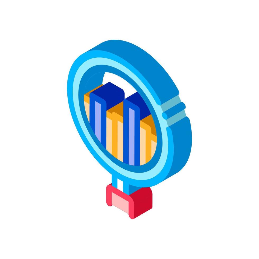 Graph In Magnifier Glass Agile Element isometric icon vector