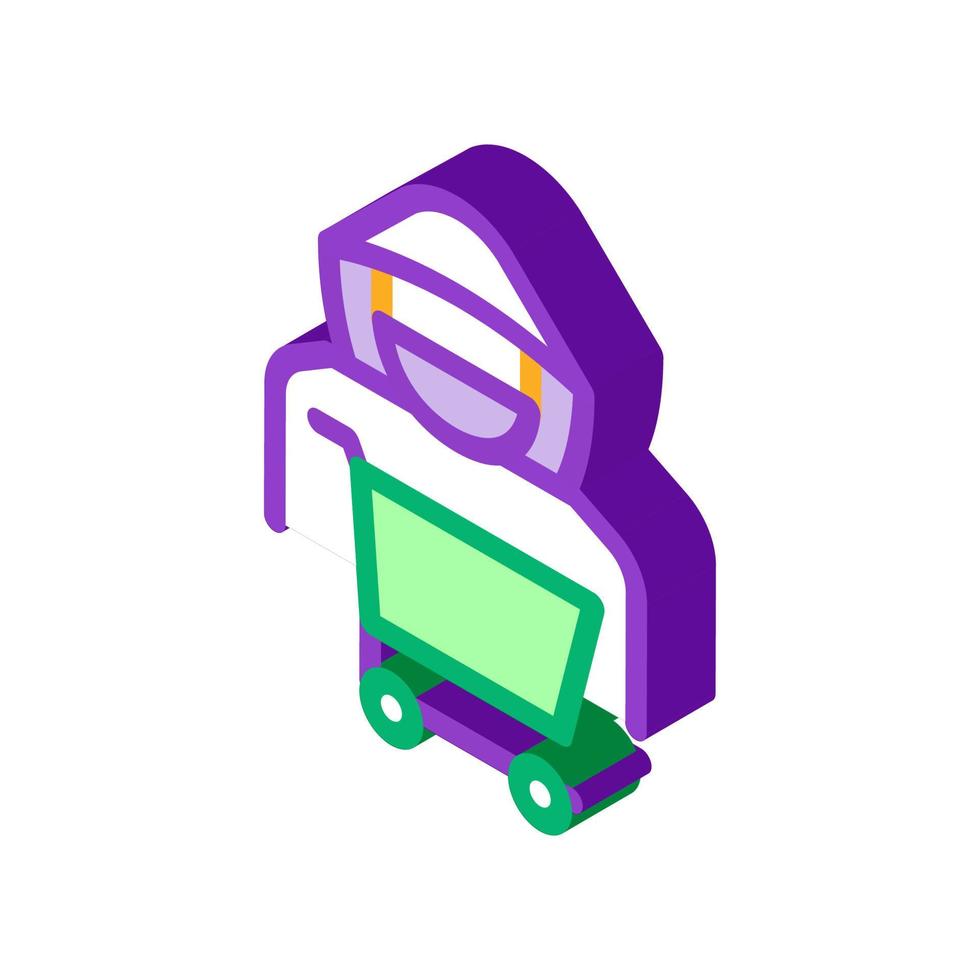 Shopping Cart Thief isometric icon vector illustration