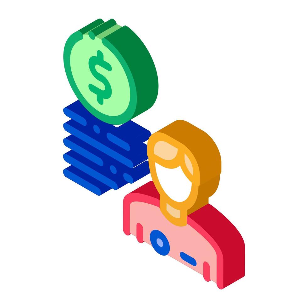 Soccer Player And Coin isometric icon vector illustration