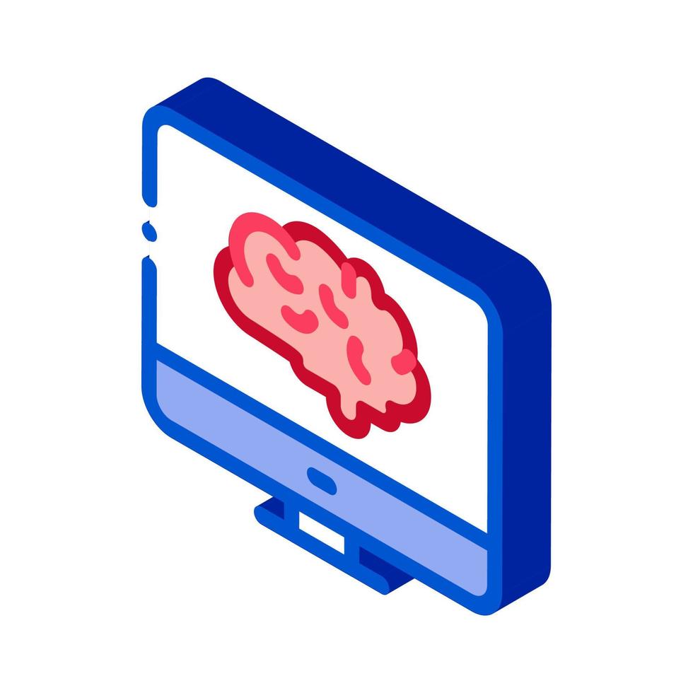 cerebro en pantalla icono isométrico ilustración vectorial vector