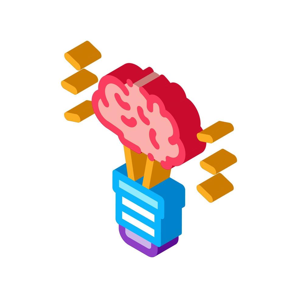 cerebro idea lámpara isométrica icono vector ilustración