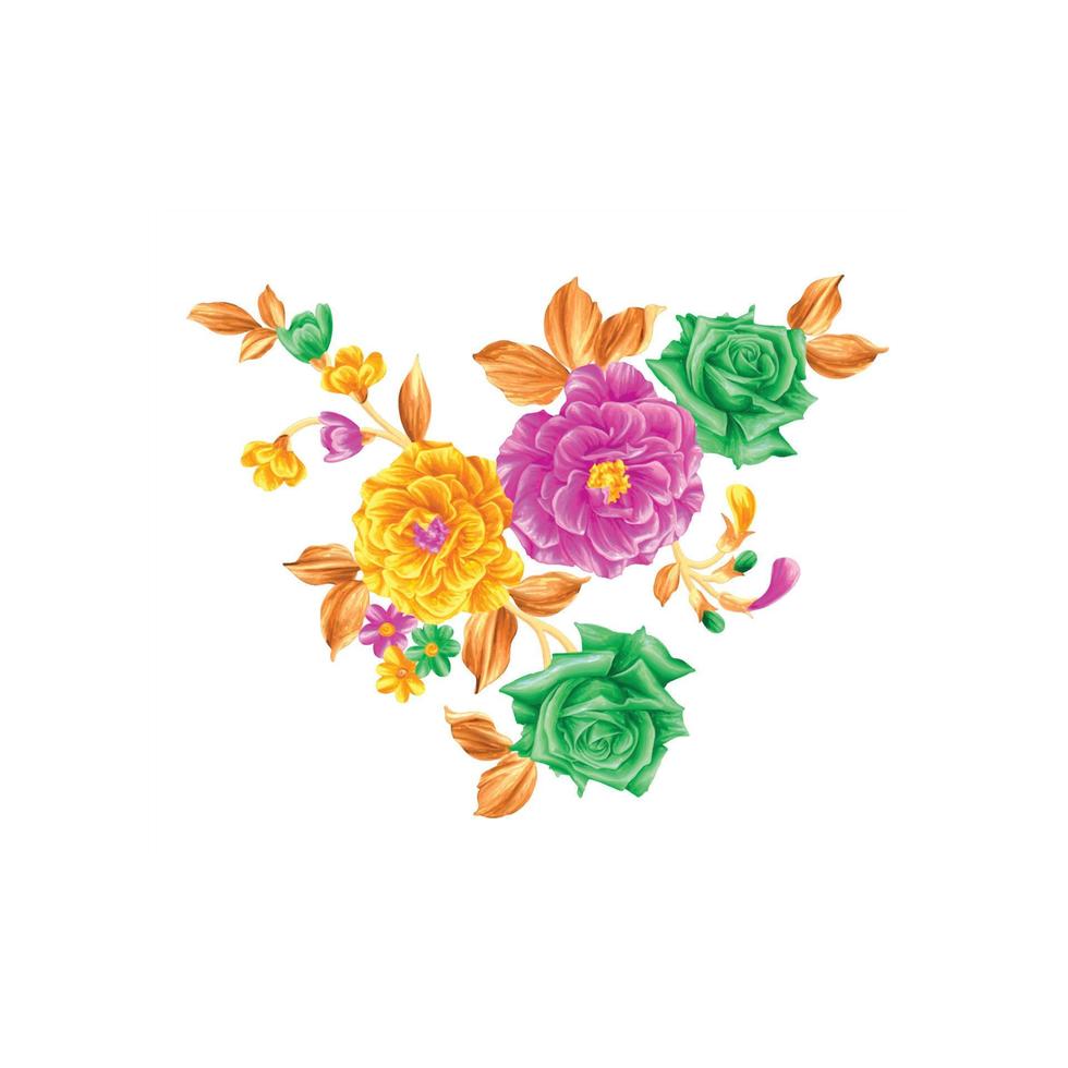 ilustración de flores, diseño floral decorativo, ilustración botánica, diseño de flores vectoriales, fondo de ramo de acuarela de flores, plantilla de fondo de flores multicolor vector