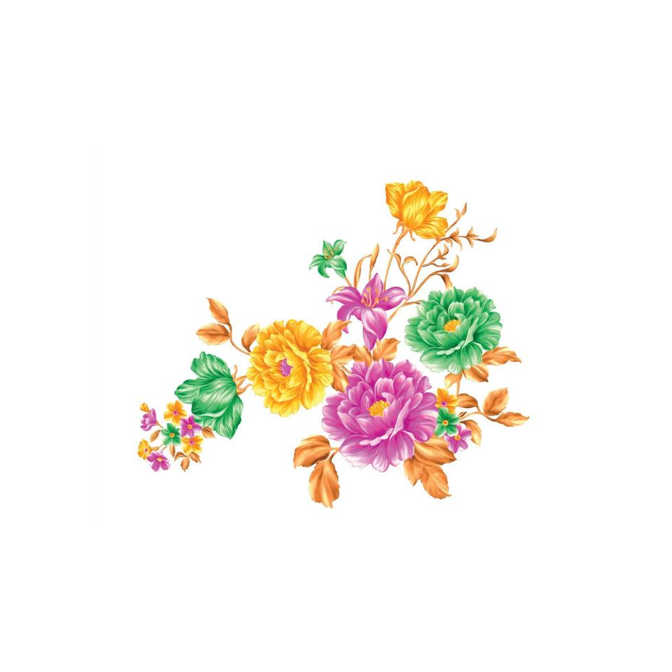 ilustración de flores, diseño floral decorativo, ilustración botánica, diseño de flores vectoriales, fondo de ramo de acuarela de flores, plantilla de fondo de flores multicolor vector