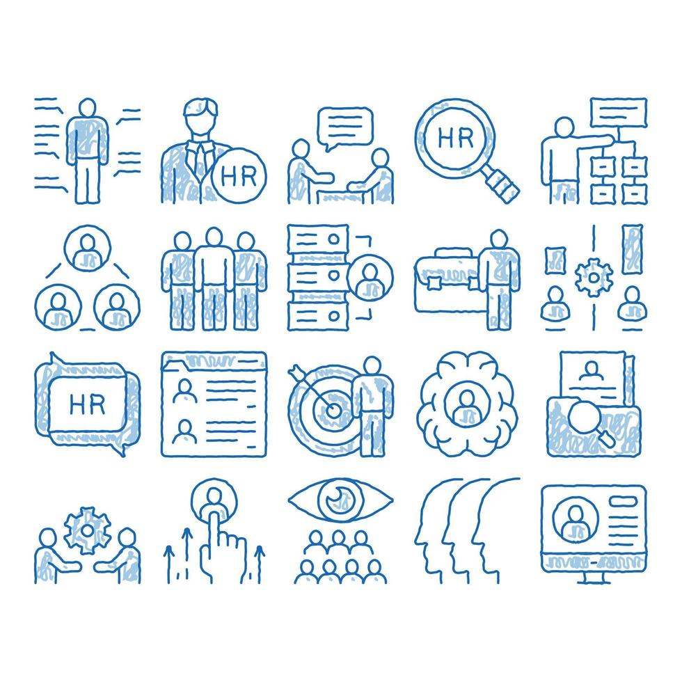 Hr Human Resources icon hand drawn illustration vector