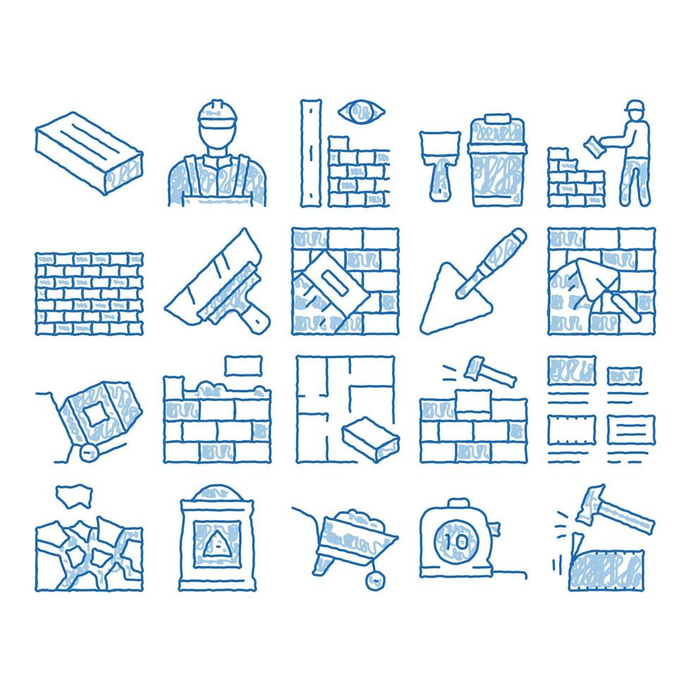 Bricklayer Industry icon hand drawn illustration vector