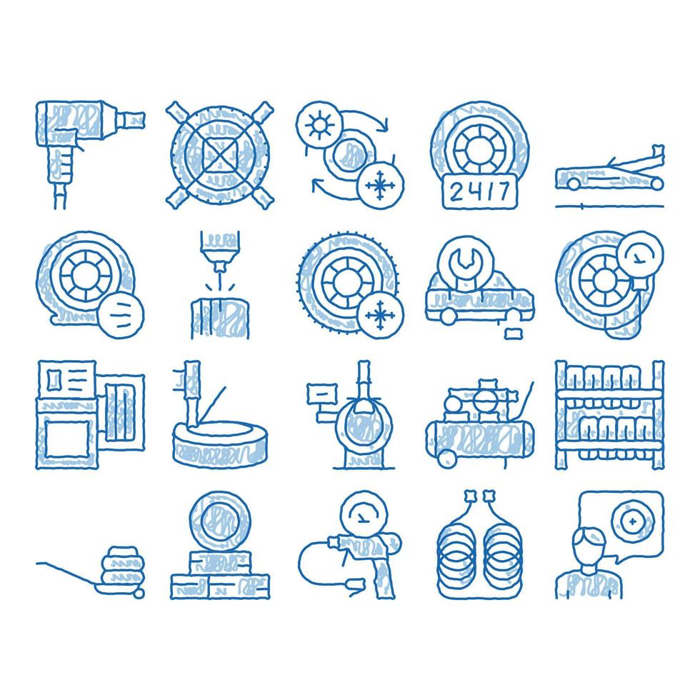Tire Fitting Service icon hand drawn illustration vector
