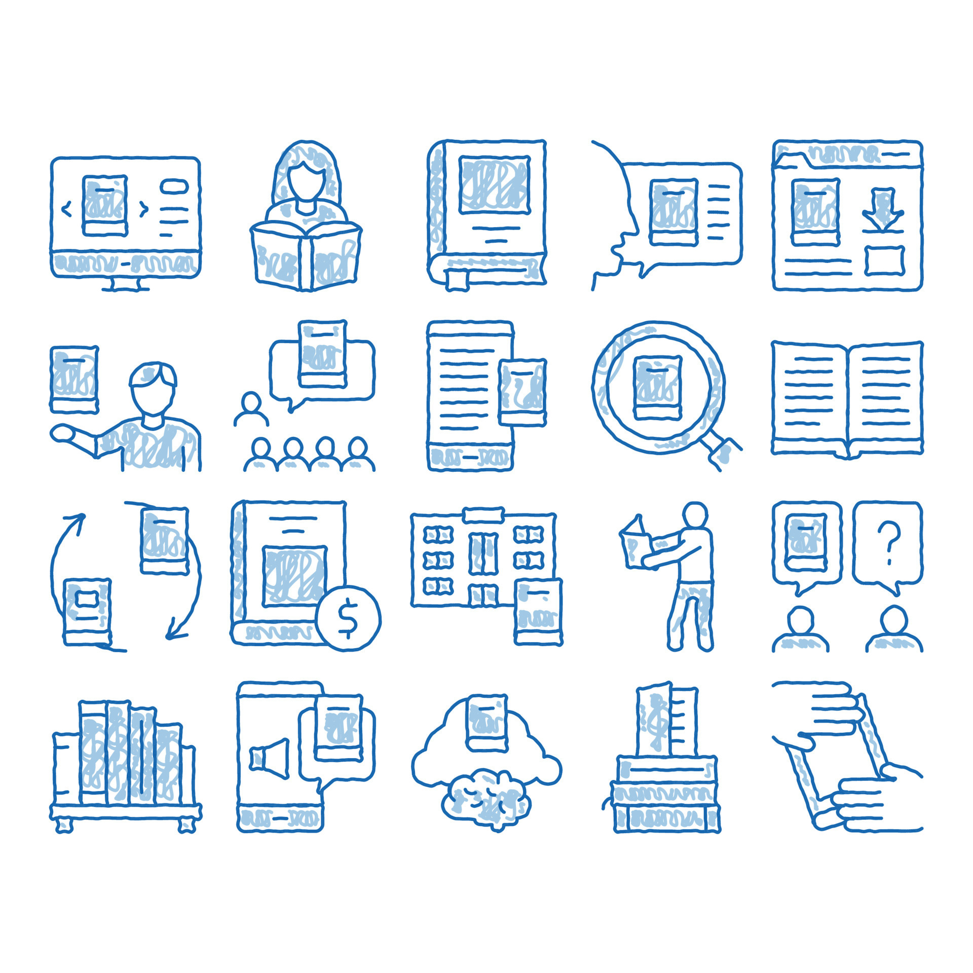 Reading Library Book icon hand drawn illustration 19476260 Vector Art ...