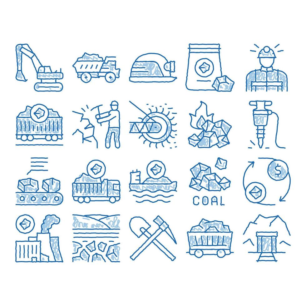 Coal Mining Equipment icon hand drawn illustration vector