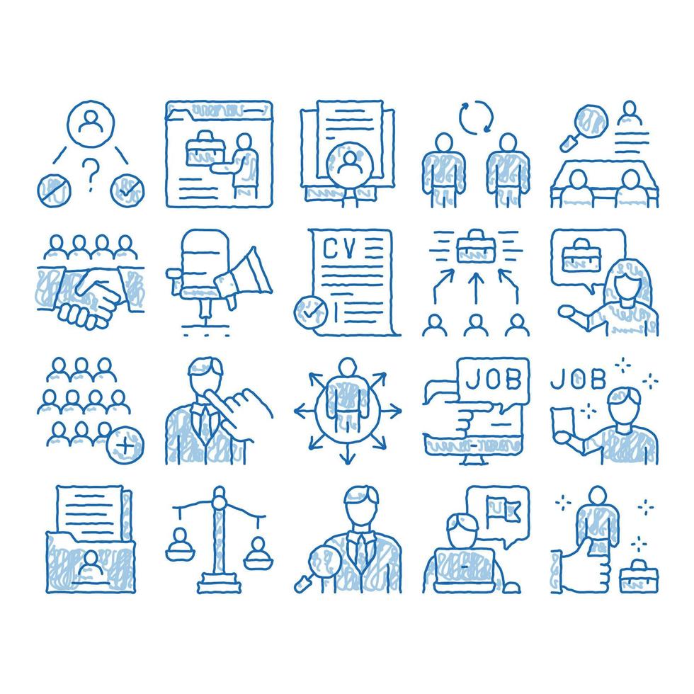 Recruitment And Research Employee Icons Set Vector