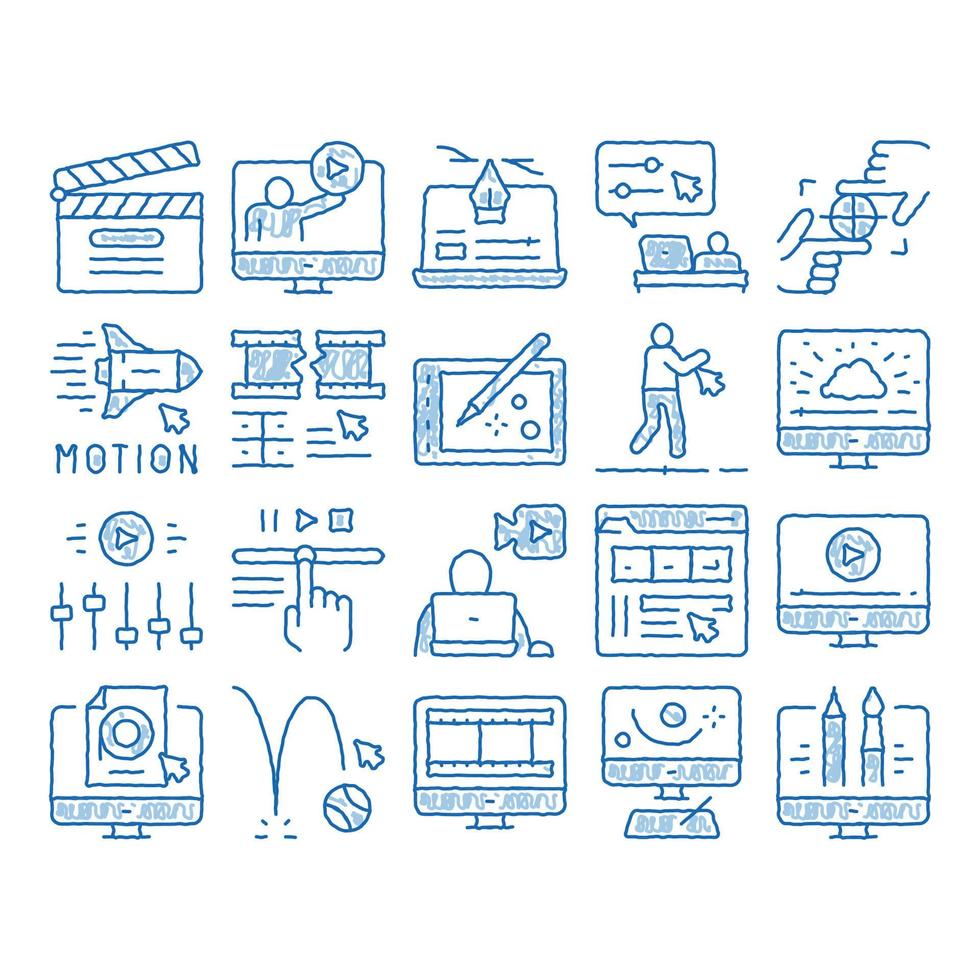 Motion Design Studio icon hand drawn illustration vector