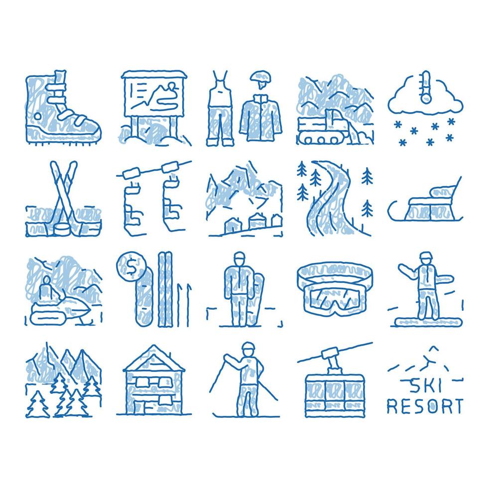 Ski Resort Vacation icon hand drawn illustration vector