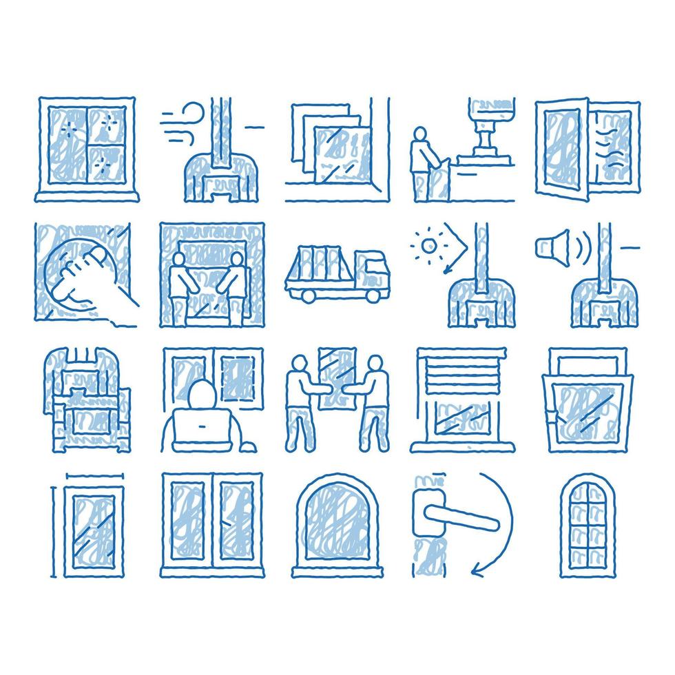 Pvc Window Frames icon hand drawn illustration vector