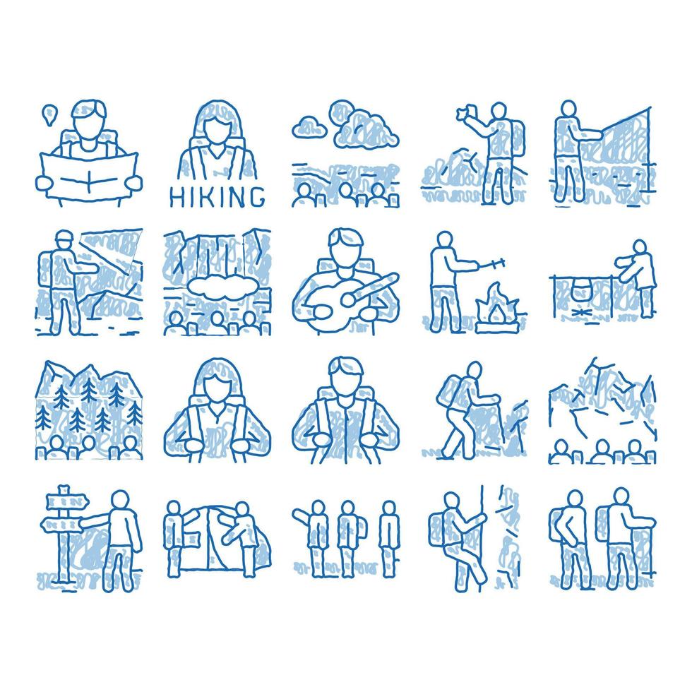 Hiking Extreme Tourism icon hand drawn illustration vector