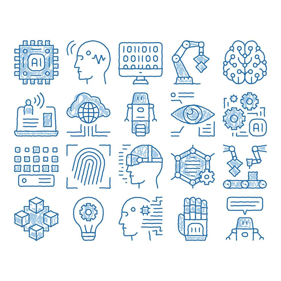 Artificial Intelligence Vector icon hand drawn illustration